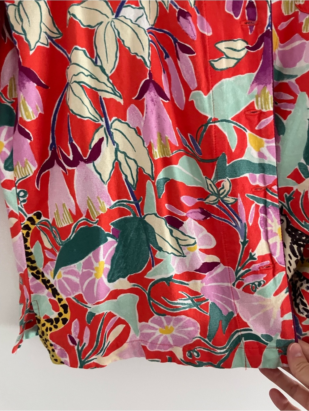 Anthropologie Red Floral & Owl Button-Front Blouse - Picture 4 of 4